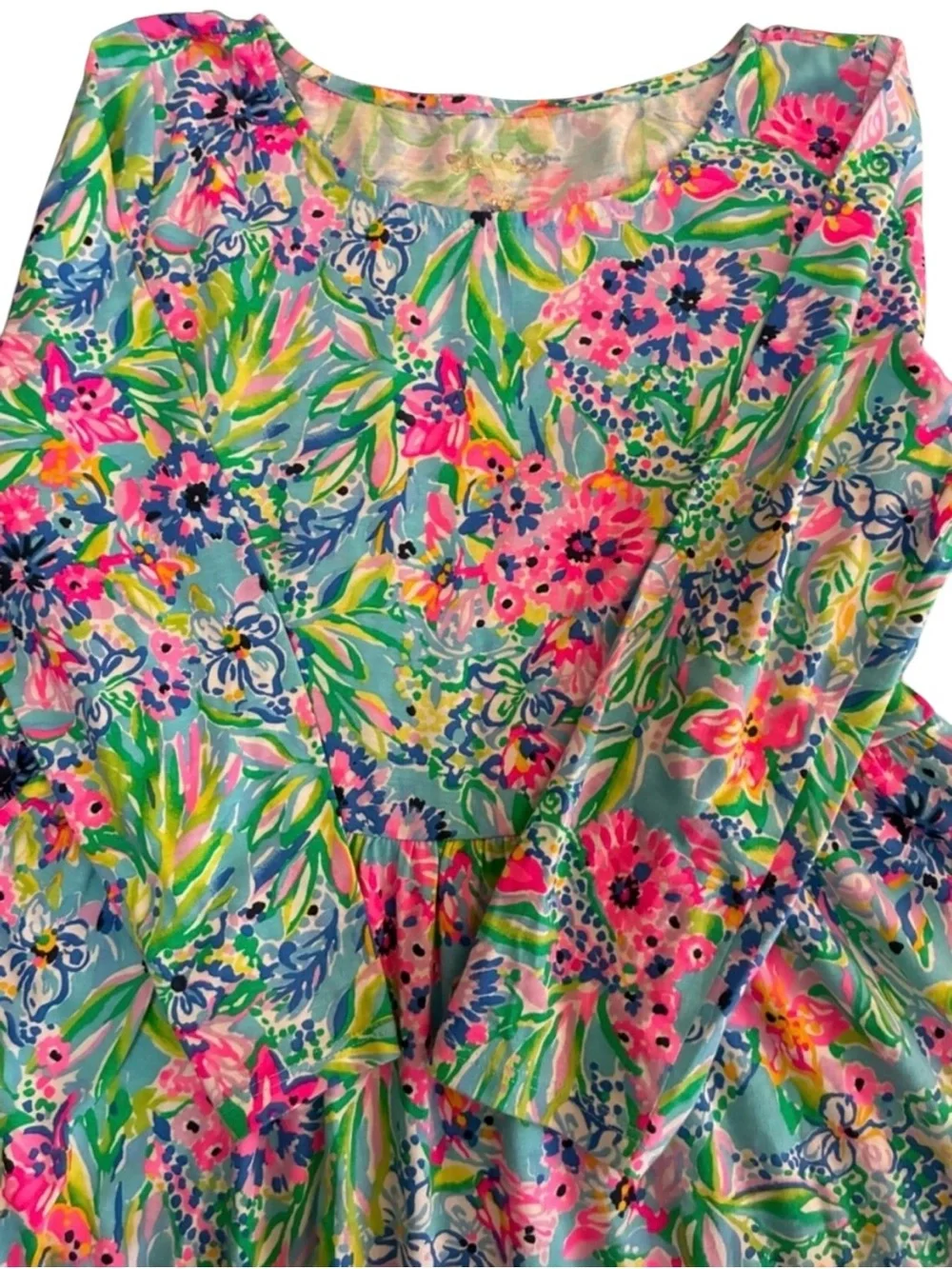 Lilly Pulitzer Floral Long Sleeve Dress AdultXXS Kids 12-16 Pink Vacation NWOT
